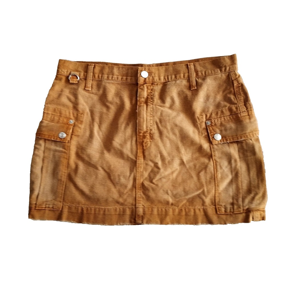 RE/DONE Cargo Work Skirt Mini Brown Denim in Travertino Women Size 30 Distressed